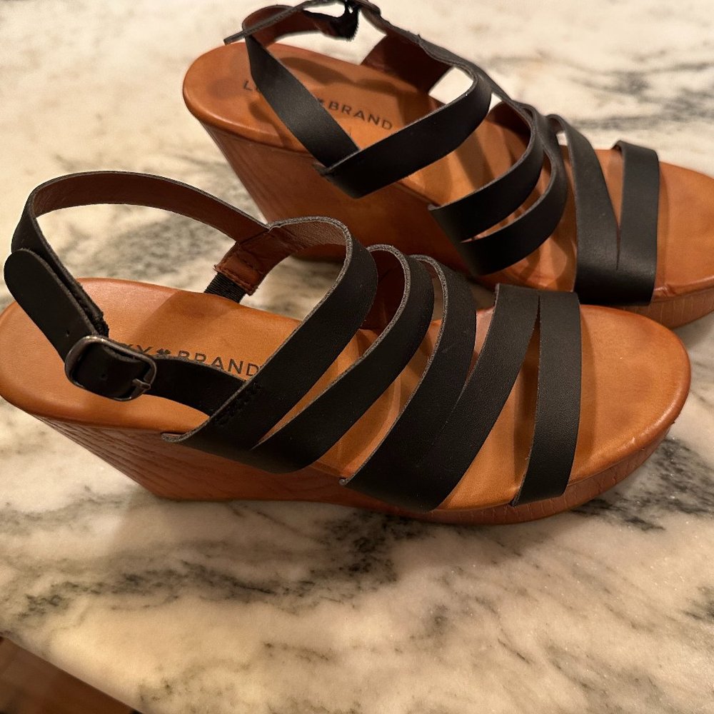 Lucky Brand Platform sandal with faux wood heel